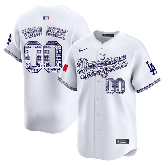 Men's Los Angeles Dodgers ACTIVE PLAYER Custom White 2026 World Series Mexico V3 Vapor Limited Stitched Baseball Jersey